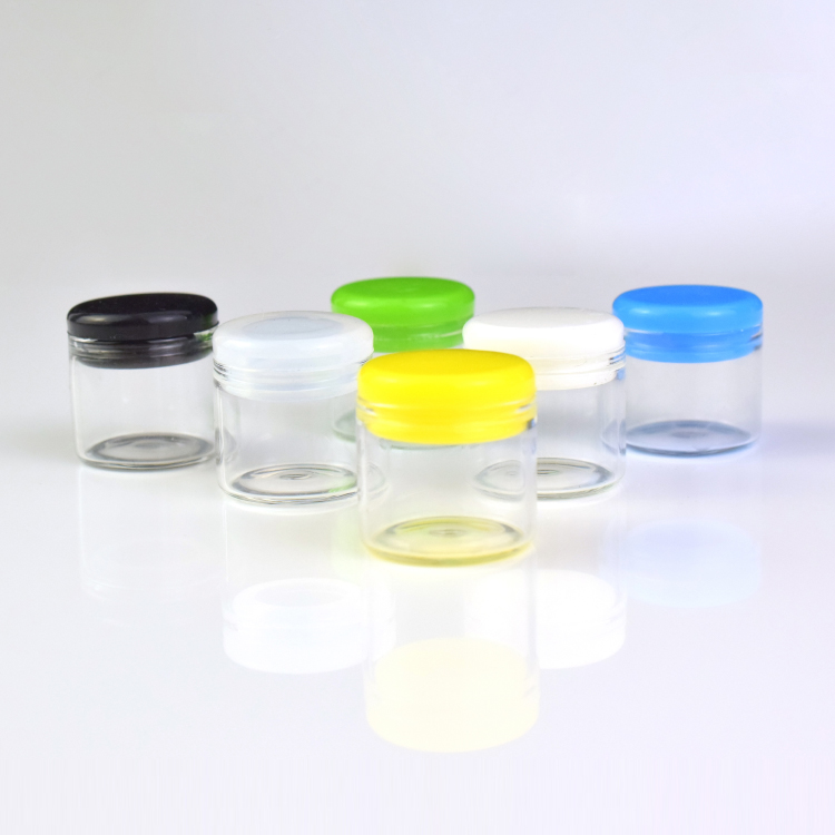 6ml Round Glass Concentrate Jar w/ Silicone Lids - Green Lids