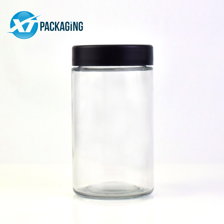 10oz child resistant clear matte glass mason jar with double wall childproof lid picture