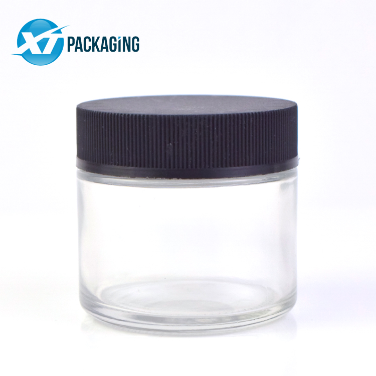 2oz child resistant clear matte glass mason jar with double wall childproof lid picture