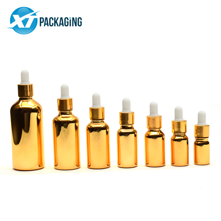 Custom 10ml 15ml 30ml 50ml 100ml 202ml gold Essential Glass Bottle for oil CBD oil child proof cap picture