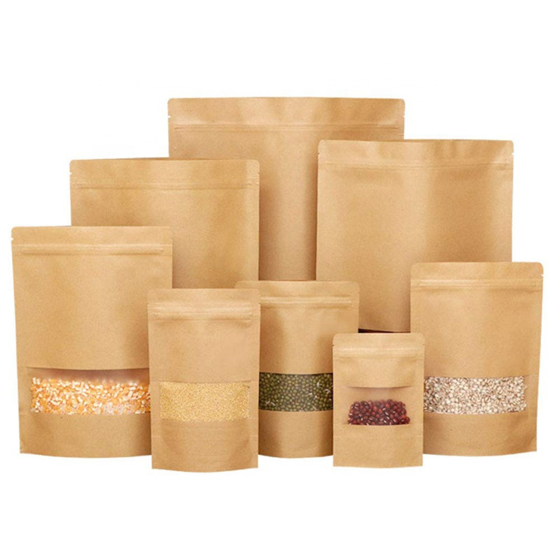 wholesale custom printing food gift coffee tea kraft paper stand up pouch shop bag lined aluminum foil with window zipper bags picture