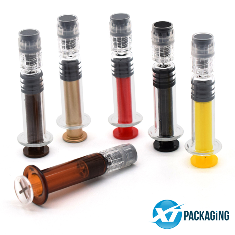 Custom 1ml clear glass syringe with luer lock cbd oil syringes packaging picture