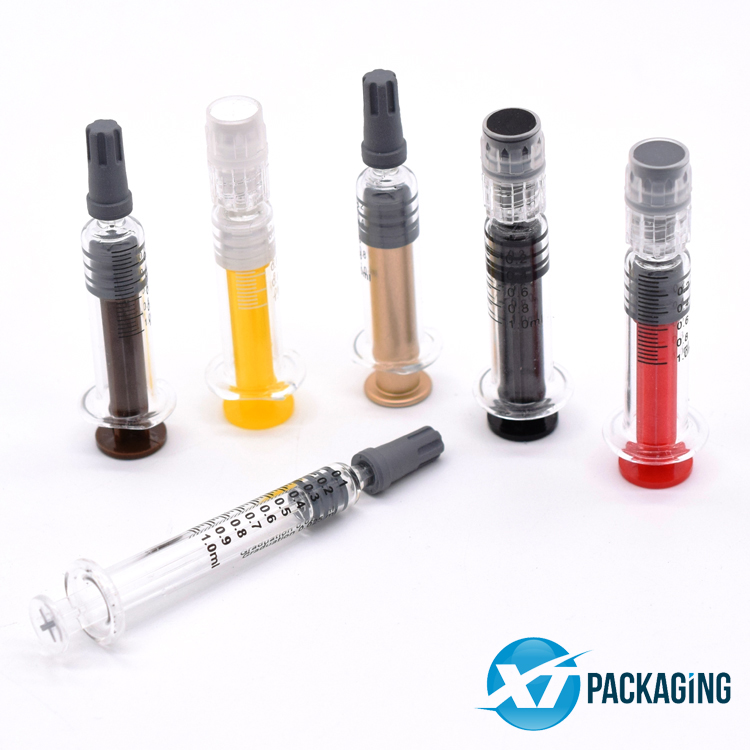 Custom 1ml clear glass syringe with luer lock cbd oil syringes packaging with print scale picture