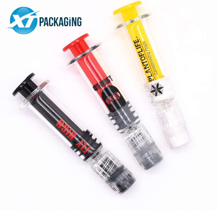 Custom 1ml clear glass syringe with luer lock cbd oil syringes packaging with print logo picture picture